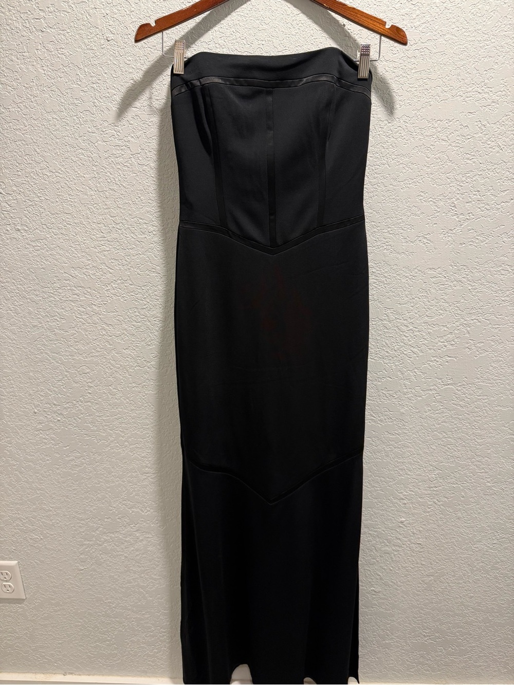 David Meister Strapless Black Maxi Dress Womens 4 Formal Evening Gown Corset